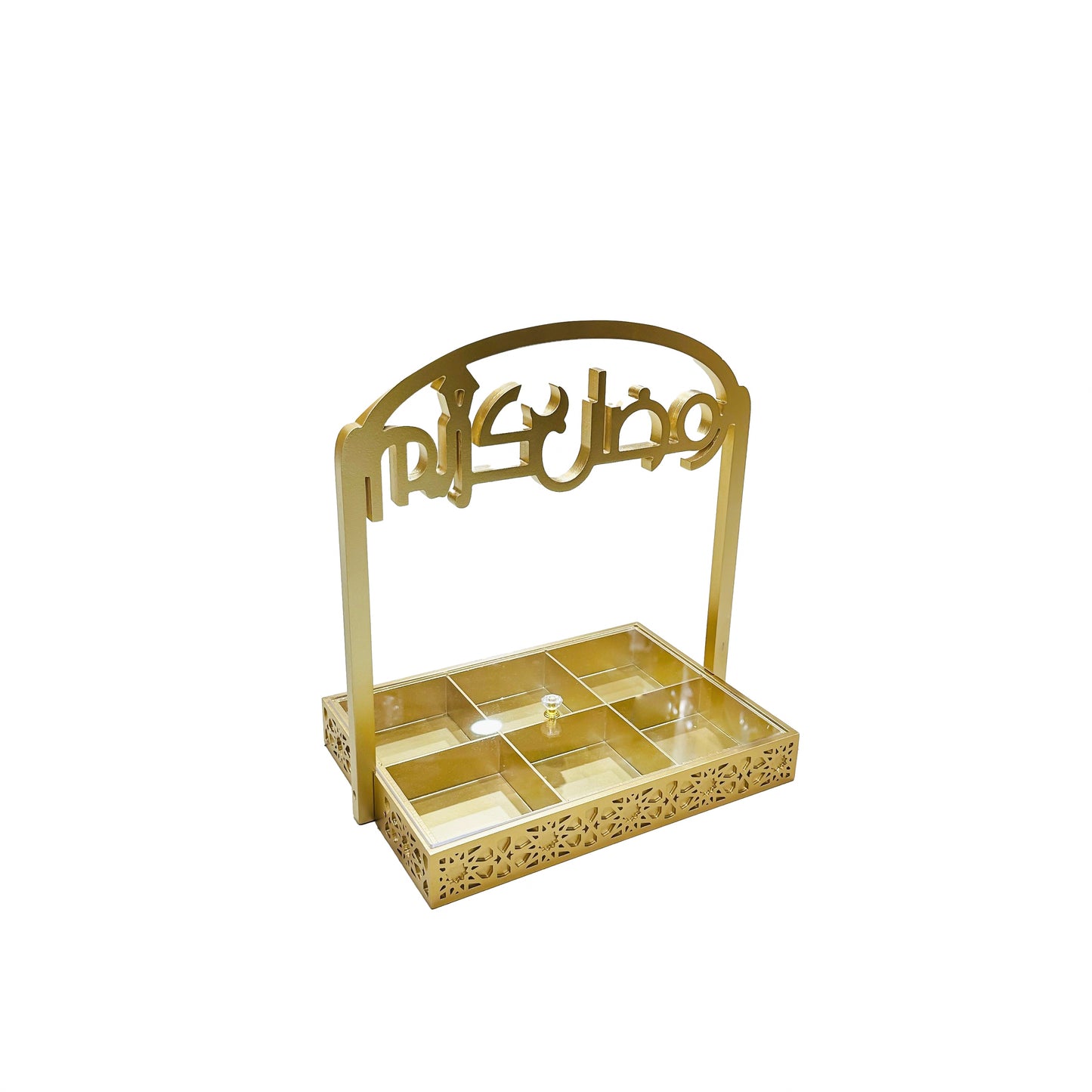 2420 Wooden Snack Tray With Ramadan Mubarak Handle, Ramadan Decor