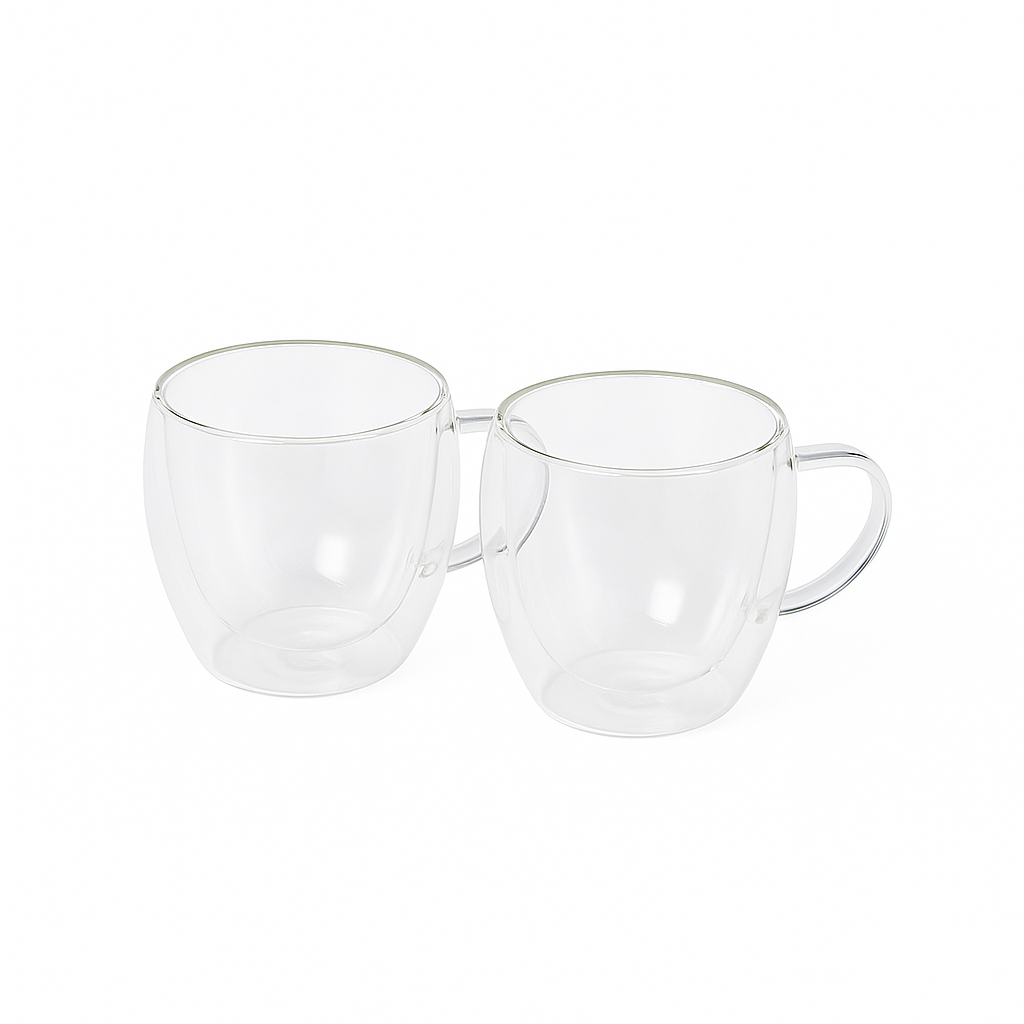 Glass Tumbler Set – 2 Piece – 250 ml – Clear Minimalist Design – ND-32267-P
