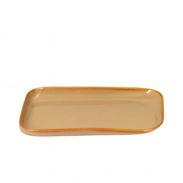 SC3683 Porcelain Plate – 10" Rectangular Serving Plate in Glossy Beige Finish
