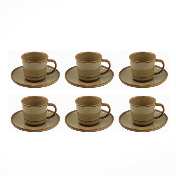 SC3687 Porcelain Coffee Cup & Saucer Set – 12-Piece – 90ml –  Elegant Glossy Beige Finish