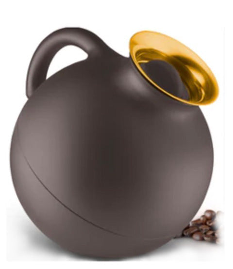 502708 Globe Vacuum Flask Brown W/Gold Rim