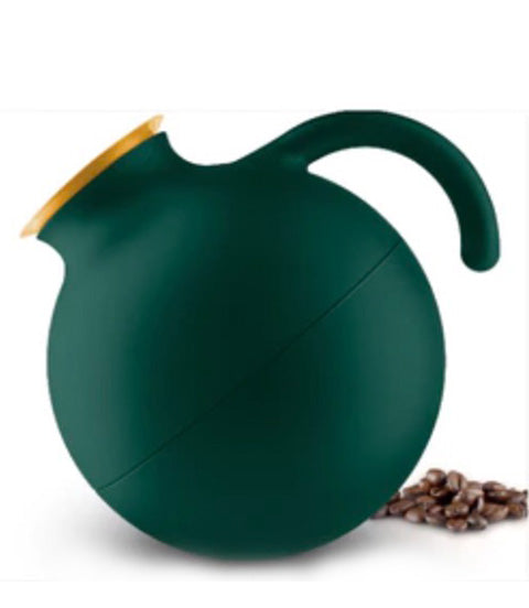 502709 Globe Vacuum Flask Green W/Gold Rim