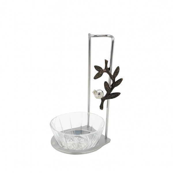 WB – Glass Candy Bowl with Decorative Metal Stand – 22cm (H)
