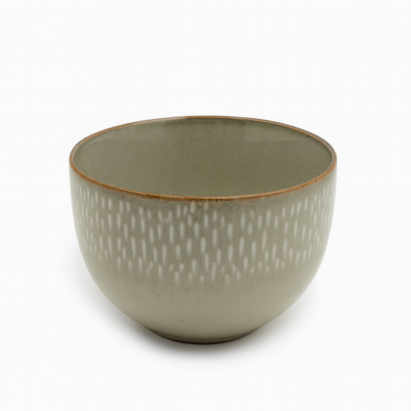HL707-3 Porcelain Deep Bowl – 5.3" (D) x 3.75" (H) Round Bowl in Textured Glossy Beige Finish