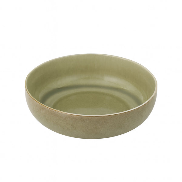 HL707-14 Porcelain Bowl – 8.5" Round Deep Serving Bowl in Glossy Beige Finish