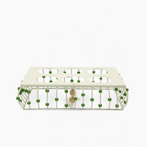 25236-61 – Metal Cup Holder – 25cm (W) x 15cm (L) – Cream Rectangular Frame