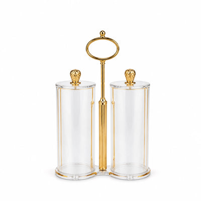 HO-765-H2TG Acrylic Cawa Cup Holder – 30cm – Dual Acrylic Storage Container with Gold Stand