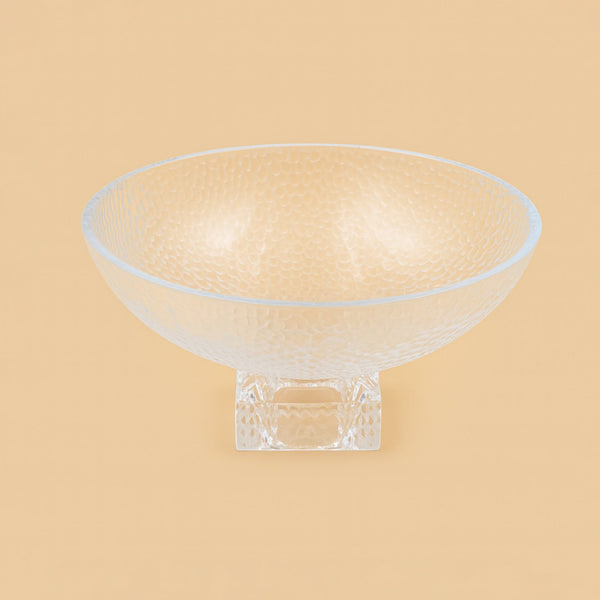 A-536-5 – Glass Fruit Stand with Clear Textured Design – 28cm (D)