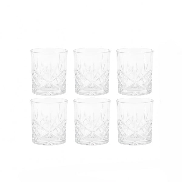 DM325-2 Glass Tumbler Set – 6 Pieces – Elegant Cut Design