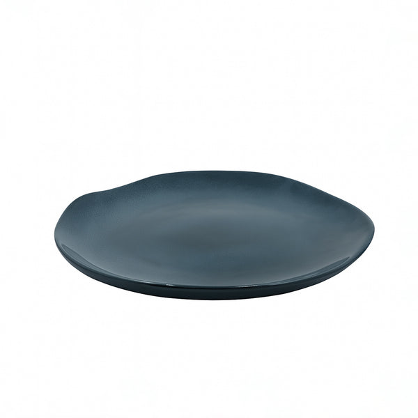 99581-03 – Ceramic Plate – 12 Inches – Charcoal Black with Irregular Organic Shape
