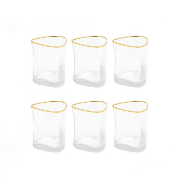 575-3/SJ691 Glassware Set – 6 Pieces – 270ml – Clear Modern Design with Gold Rim