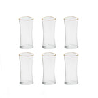 575-2/SJ690 Glassware Set – 6 Pieces – 280ml – Clear Modern Design with Gold Rim