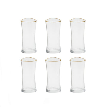 575-2/SJ690 Glassware Set – 6 Pieces – 280ml – Clear Modern Design with Gold Rim