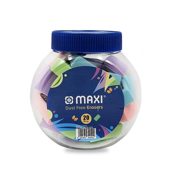 MX-ER-20JA Maxi Eraser – 20 Pieces Jar – Pastel Colours, Dust-Free