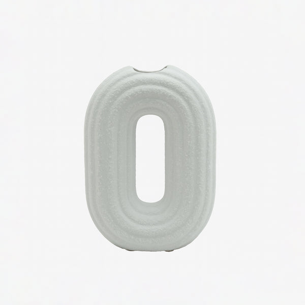 99600-13 Ceramic Vase – 14cm (H) – White Textured Round Design