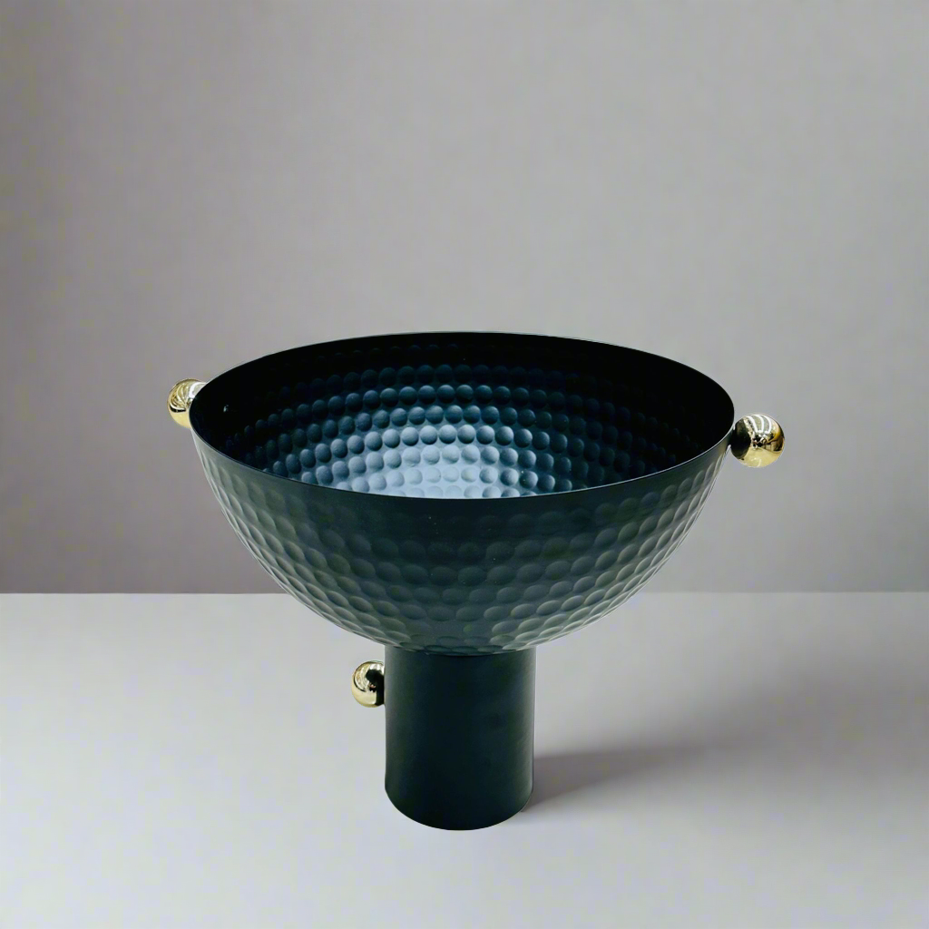 Fruit Bowl W/Stand Black Gold