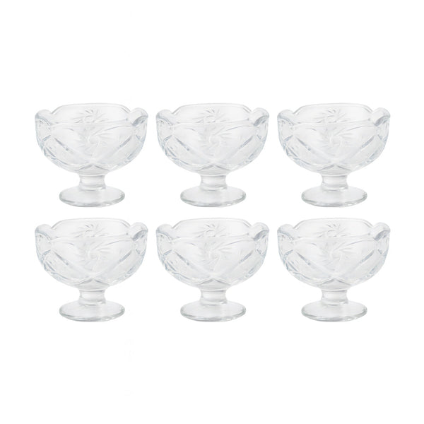 VG247 Glass Ice Cream Cup Set – 6 Pieces – 140ml  Elegant Clear Pedestal Dessert Bowls