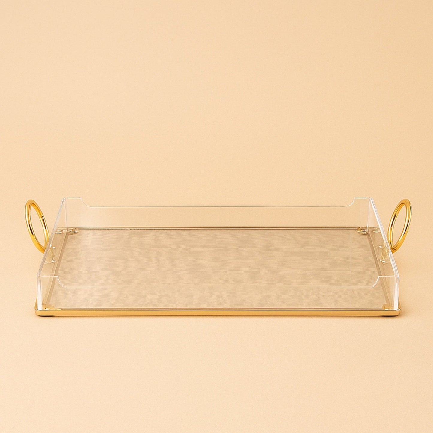 Acrylic Serving Tray with Handles Gold – 46 cm (W) x 33 cm (L) – CD-7491