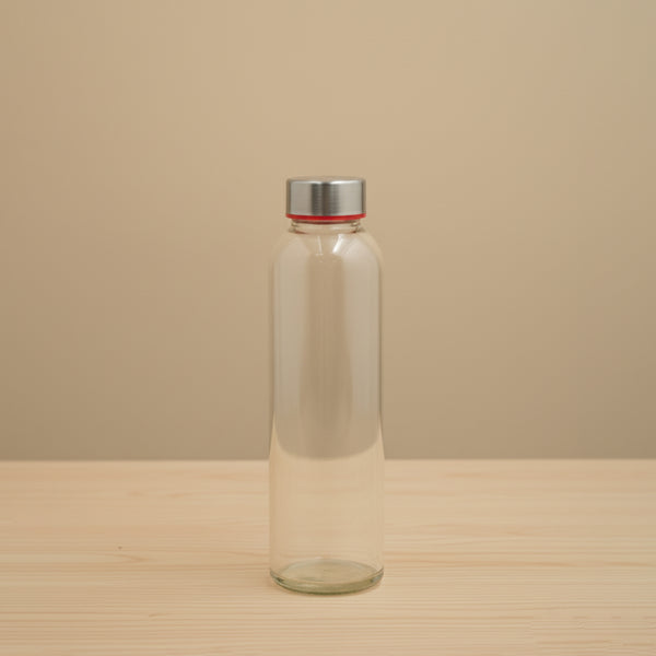 KK133 Glass Bottle – 500ml Transparent Design with Stainless Steel Lid