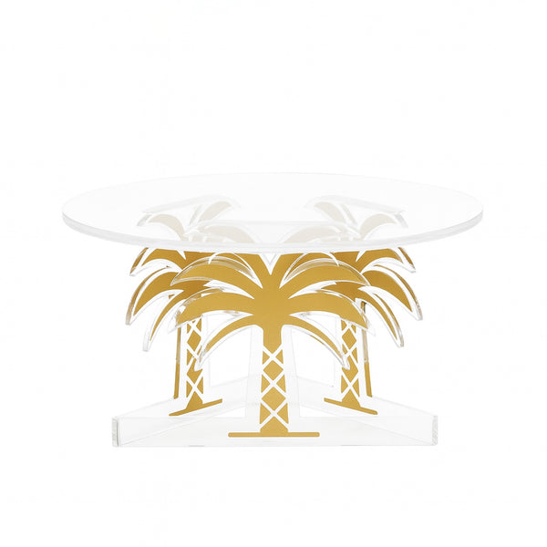 S-TRL/RS-307 Acrylic Round Stand – Palm Tree Design – 20cm (D) × 10cm (H)