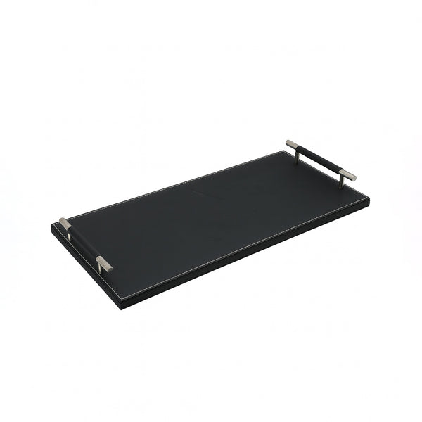 23R0010013 Rectangle Leather Tray with Handle – 30 x 60 cm – Black