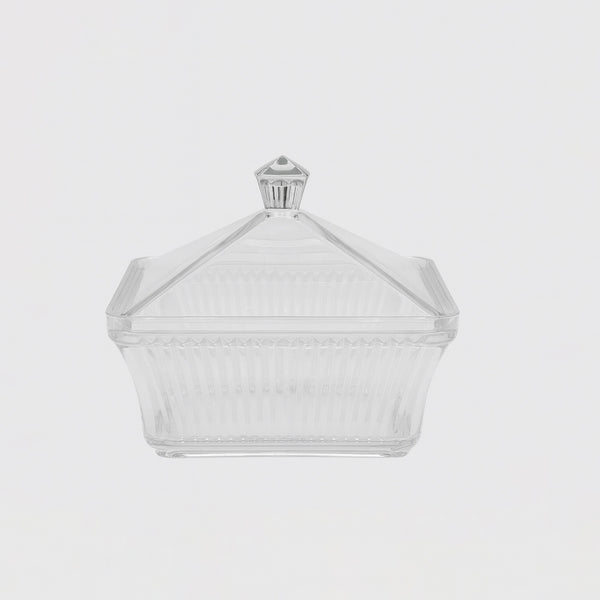 HO-819-XLS Acrylic Date Bowl with Lid – Clear with Silver Line – 25cm (W) x 25cm (L)