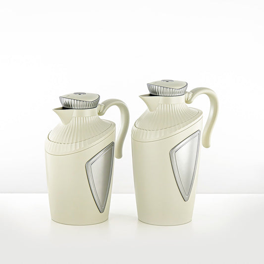 UWP – Vacuum Flask 2-Piece Set (0.7L & 1L) – Matte Ivory Chrome