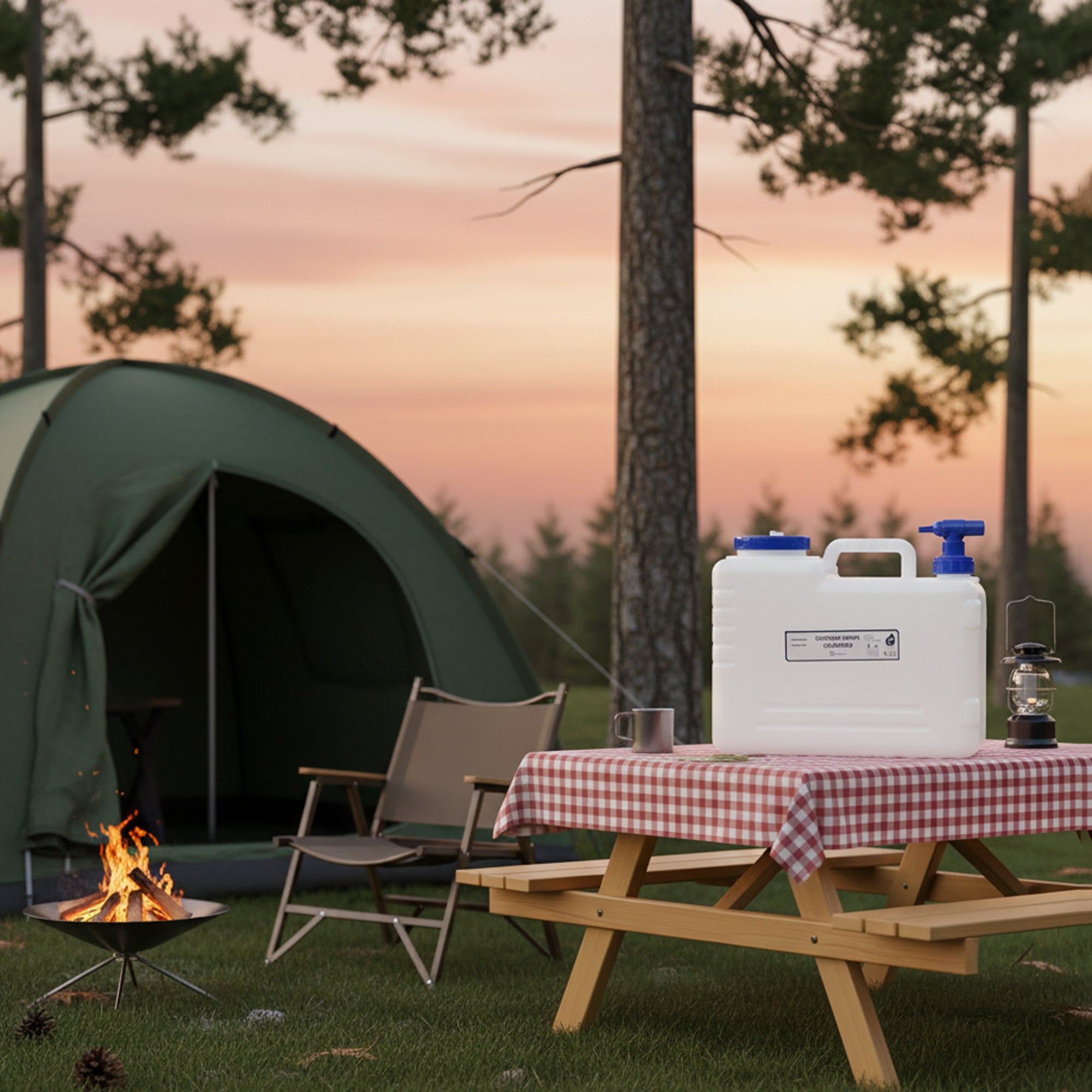 TZ-80012 Outdoor Water Container – 15 Liter Camping Water Storage With Tap – White & Blue