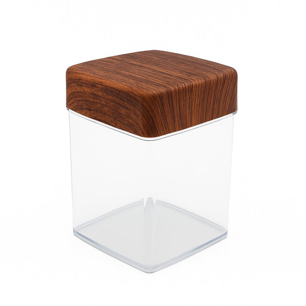 10818-M – Evelin Jar – 1L Square Clear Storage Jar with Wooden Lid