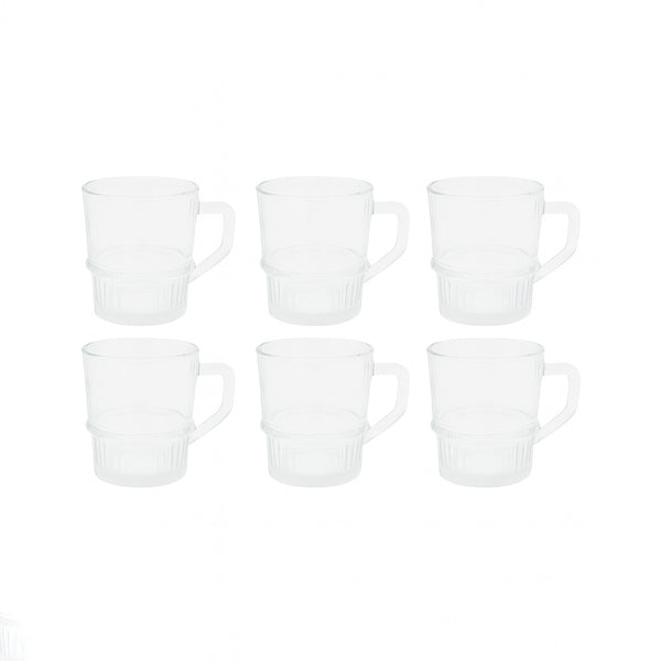 HMO10054 Tea Glass Cup Set – 6 Pieces – Clear Glass Cups with Handle