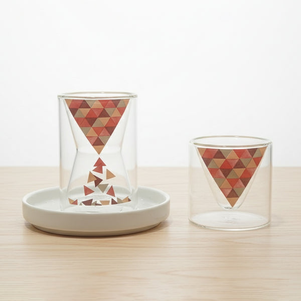RZ-251406 Tea & Cawa Cup Set – 18-Piece Clear Glass Set with Geometric Pattern
