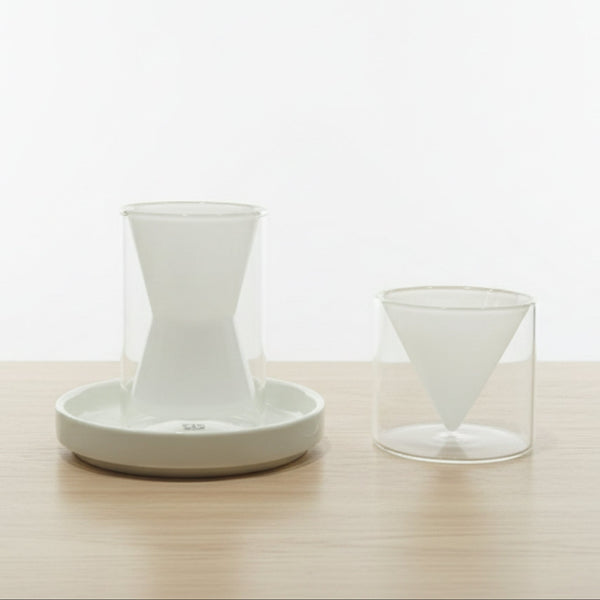 RZ-251404 Tea & Cawa Cup Set – 18-Piece White Glass Set with Modern Geometric Design