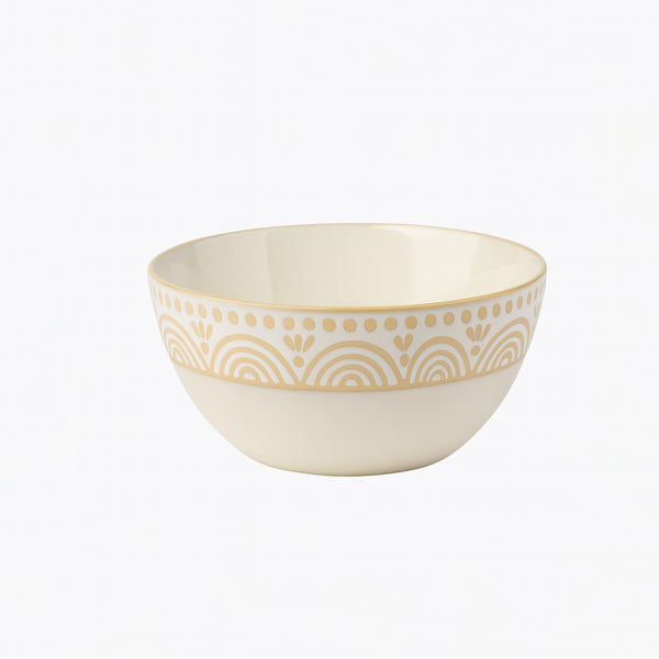 99582-11 – Ceramic Bowl – 6 Inches – Cream with Hand-Painted Beige Pattern