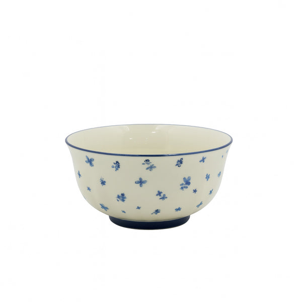SC4068 Ceramic Bowl – 8 Inch – White with Blue Floral Design
