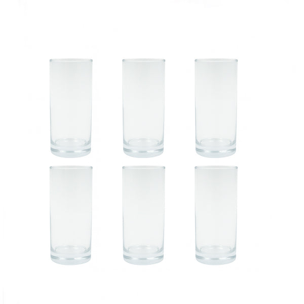 Y60164 Glass Tumbler Set – 6 Pieces – Clear Slim Tall Design