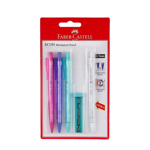 FCC134394 – Faber-Castell ECON Mechanical Pencil – 4-Piece Set