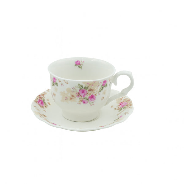 SC514 Porcelain Milk Cup & Saucer Set – 6-Piece Floral Design