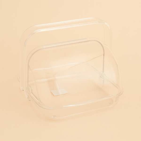 HS-25211 – Acrylic Pastry Basket with Flip Lid (Big) – 28cm (W) x 28cm (L)