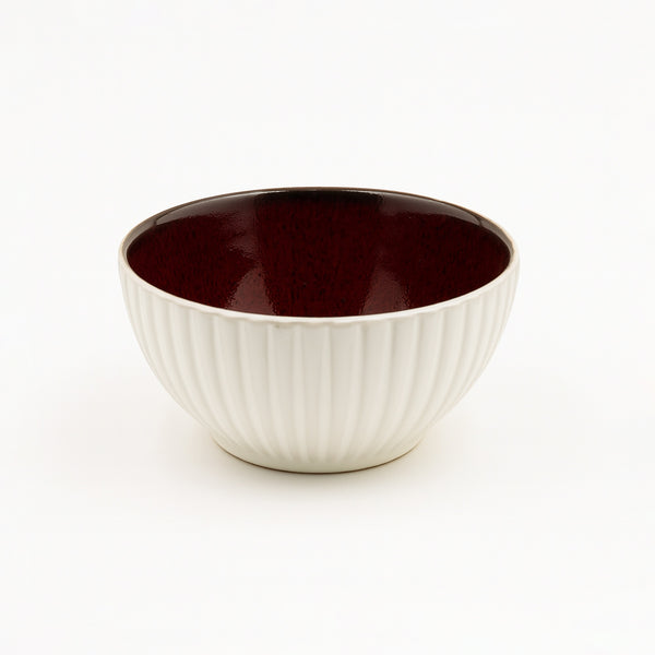 99582-08 – Ceramic Bowl – 6 Inches – Ivory with Embossed Geometric Band