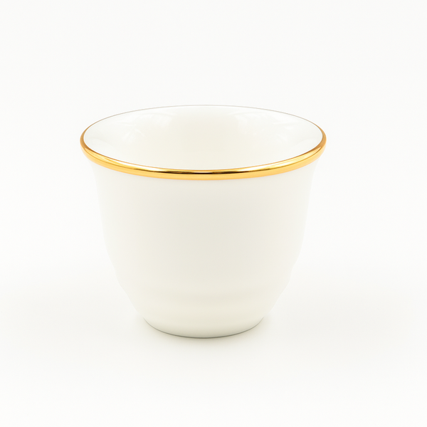 ZF-80 – Cawa Cup Set – 12 Pieces – Gold Rim – White Porcelain