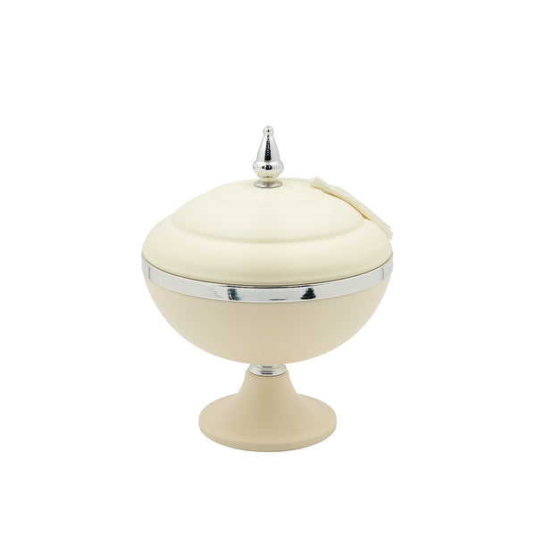 25236-43 – Fruit Tray with Lid – 30cm (H) – Cream Pedestal with Silver Rim