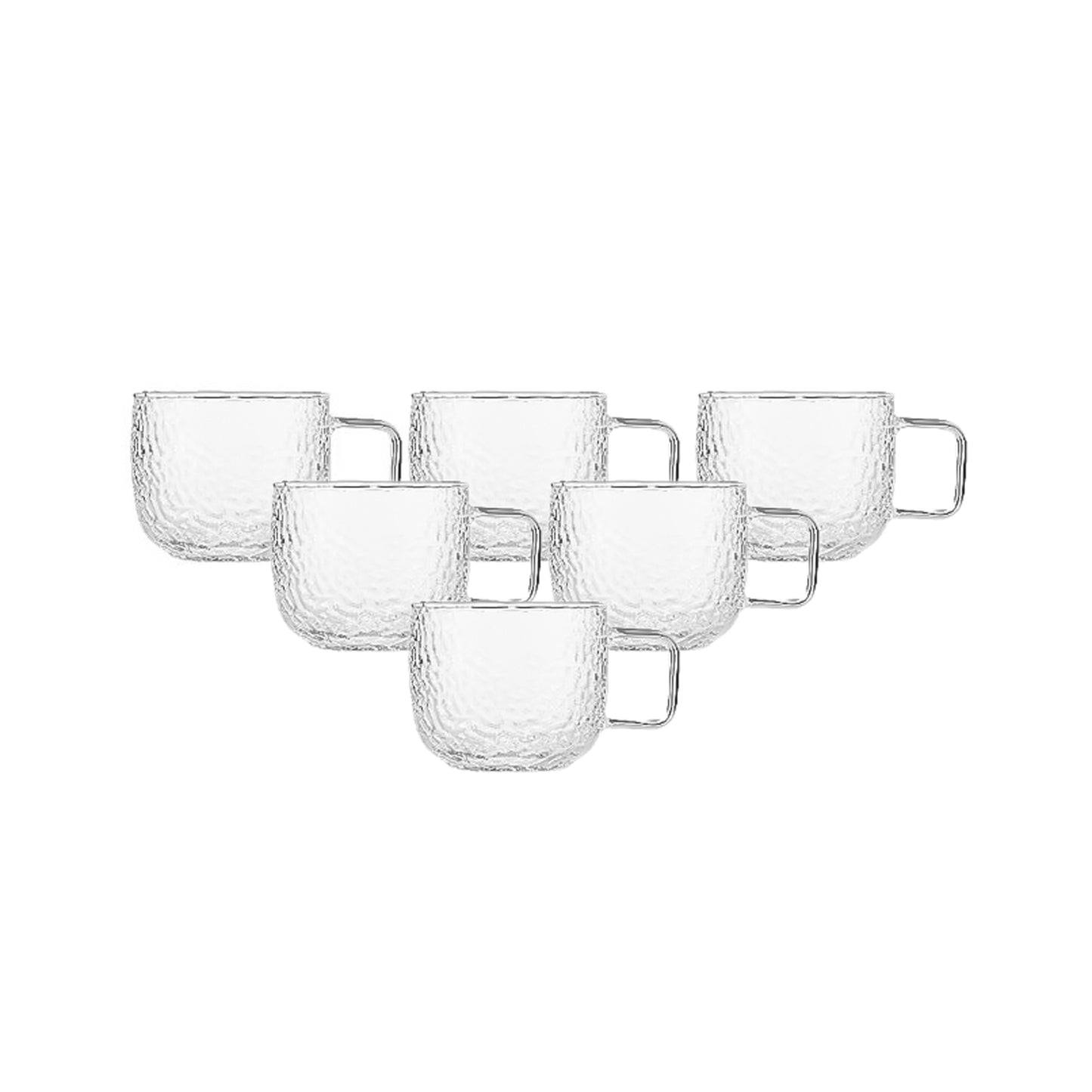 Glass Cup Set – 6 PC –  Elegant Textured Design – GPZB70-1A