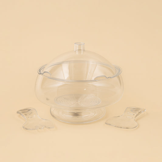 HS-T316 – Acrylic Salad Bowl with Vented Ice Chamber and Serving Utensils