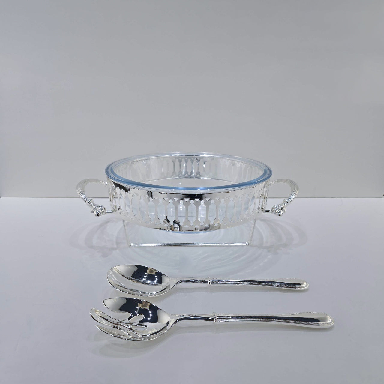 CD-7243 Glass Chafing Dish Silver