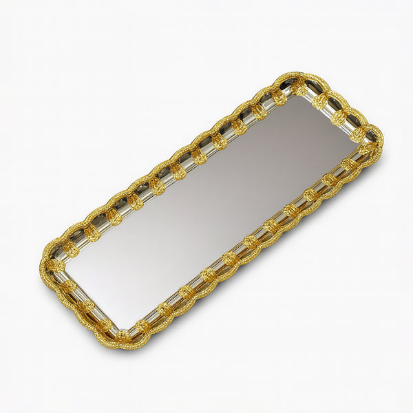 6753GS Serving Tray – 38cm (L) × 13cm (W) – Silver & Gold Stainless Steel Design