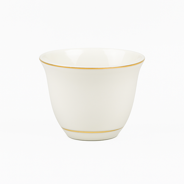TT-2577 – Cawa Cup Set – 12 Pieces – Gold Rim – White Porcelain