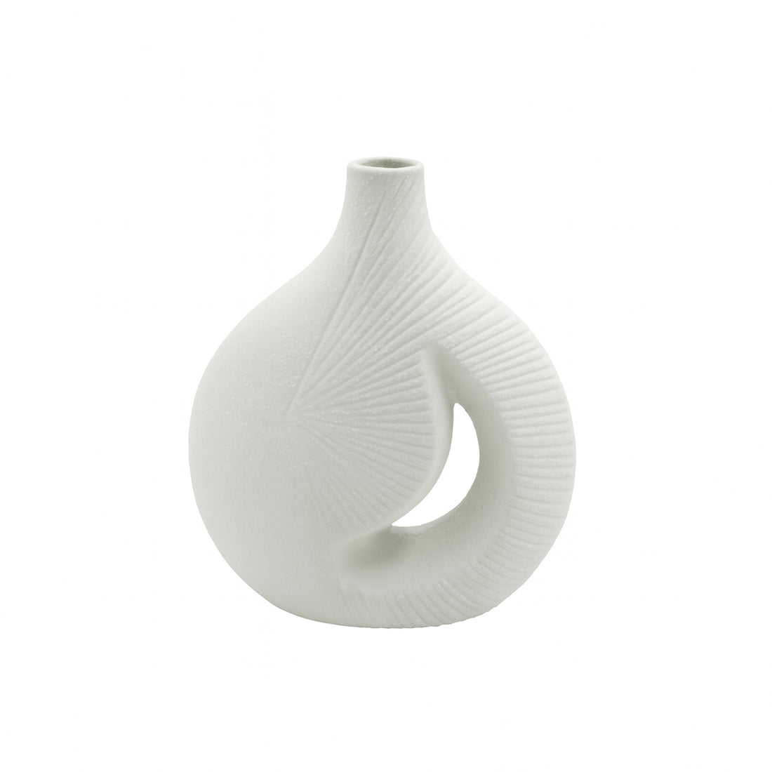 99600-20 Ceramic Vase – 25cm (H) – White Matte Textured Modern Design