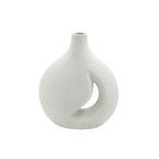 99600-20 Ceramic Vase – 25cm (H) – White Matte Textured Modern Design