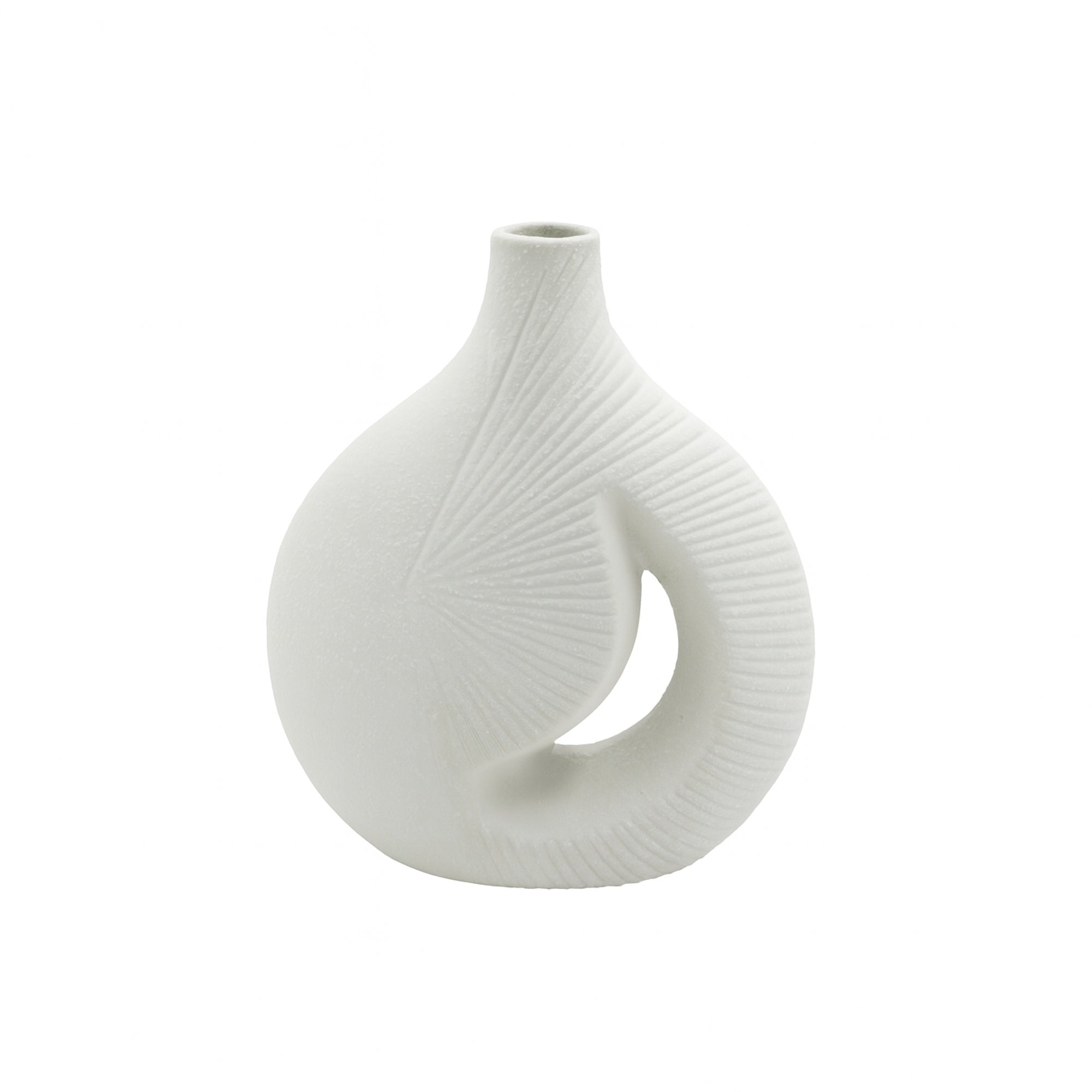 99600-20 Ceramic Vase – 25cm (H) – White Matte Textured Modern Design