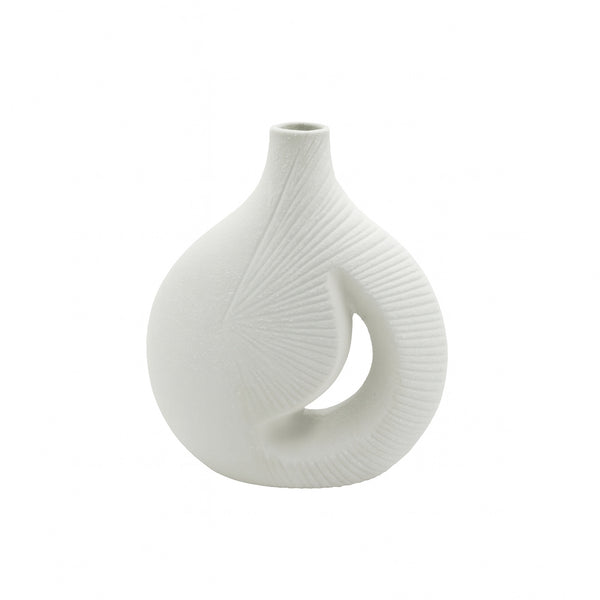99600-20 Ceramic Vase – 25cm (H) – White Matte Textured Modern Design